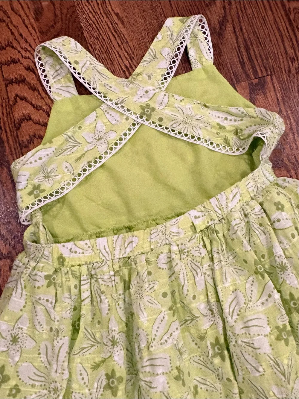 Joie Lime Green and White Floral Tiered Sundress